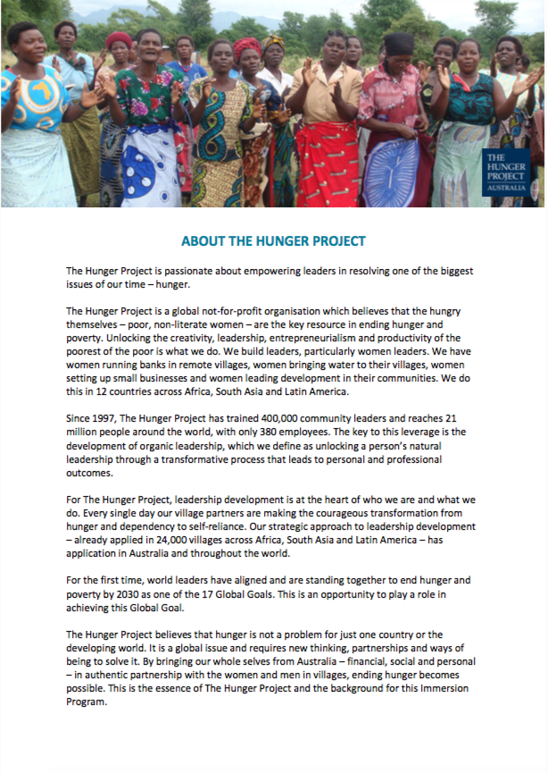 About The Hunger Project